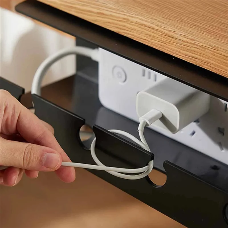 AB41-Under Desk Cable Management Cable Tray Power Strip Wire Holder Office Computer Desk Wire Box