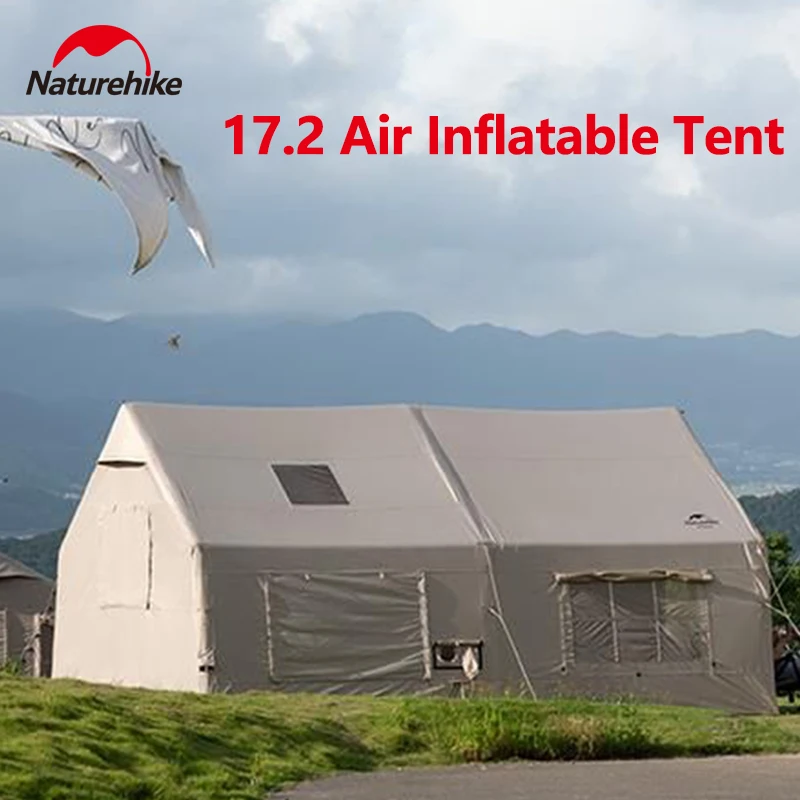 Naturehike Air 17.2 Inflatable Tent Outdoor Glamping Luxury House Camping Travel for 4 People Family with Chimney 1 Room 1 Hall