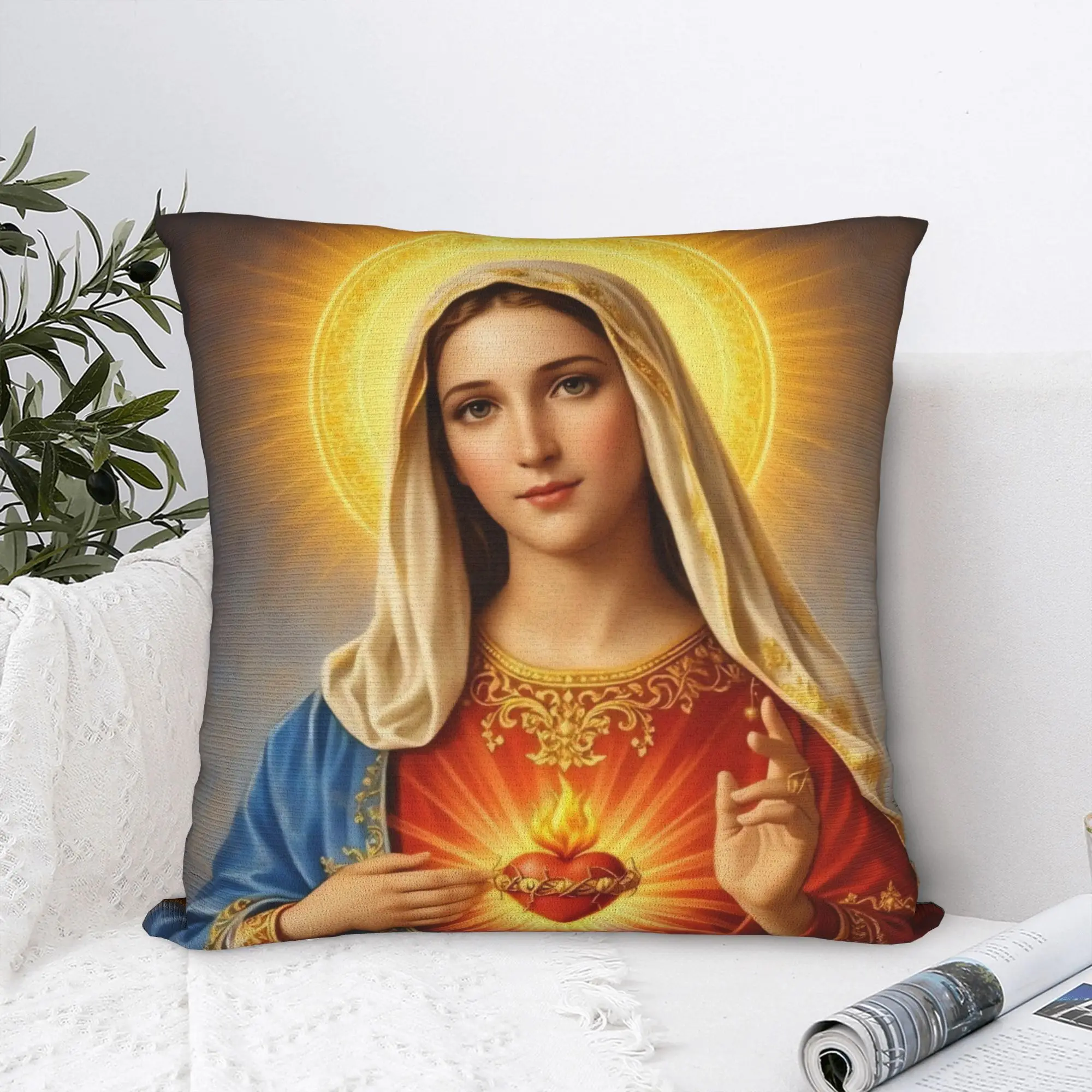 Virgin Mary Cherubs Rose Pillow Case  Comfy Pillow Cover For Office Car Home Decor Vintage Pillowcases