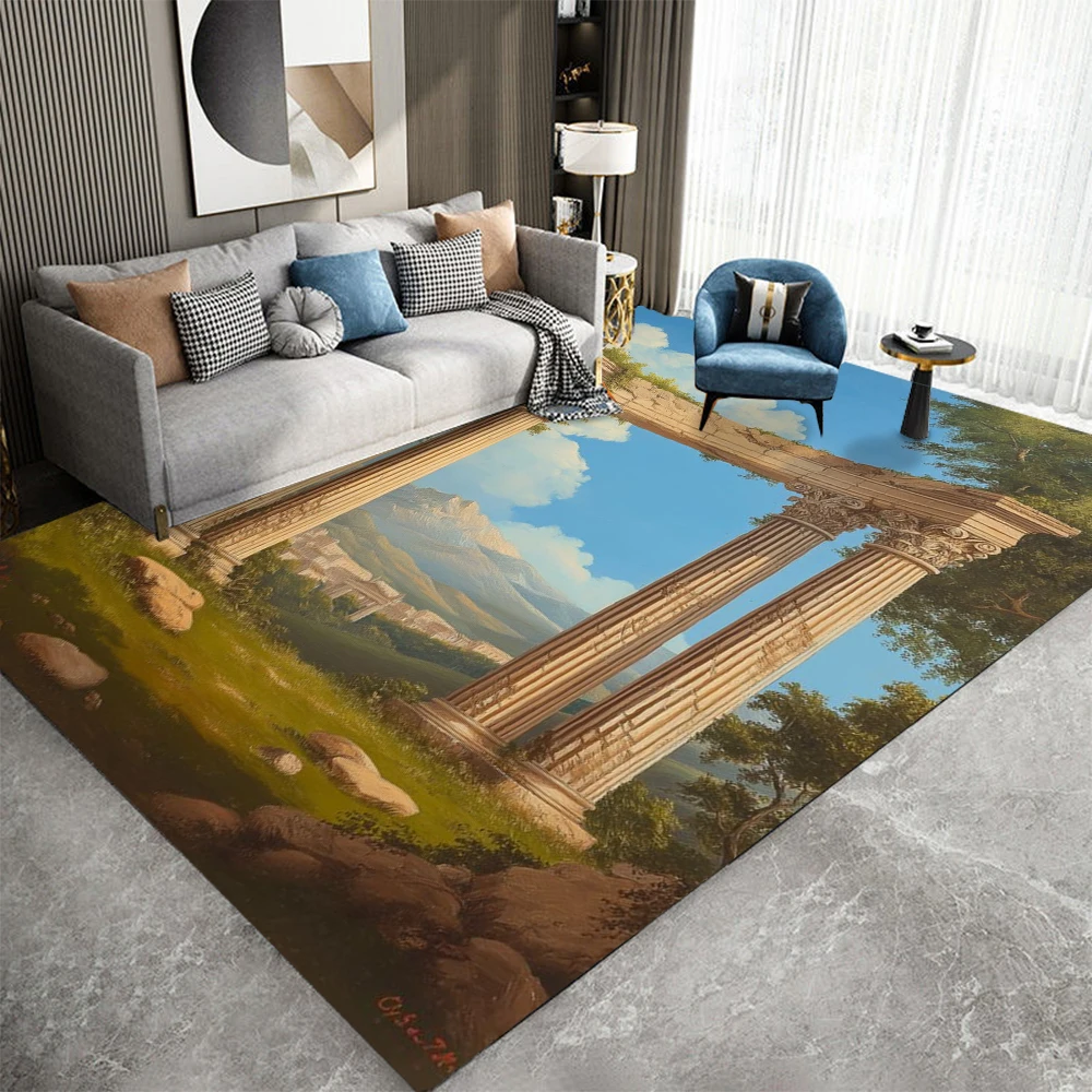 

MINISO Simple Landscape Carpet Cartoon Living Room Bedroom Kitchen Sofa Table Balcony Rug Non-slip Washable Exquisite Ornaments
