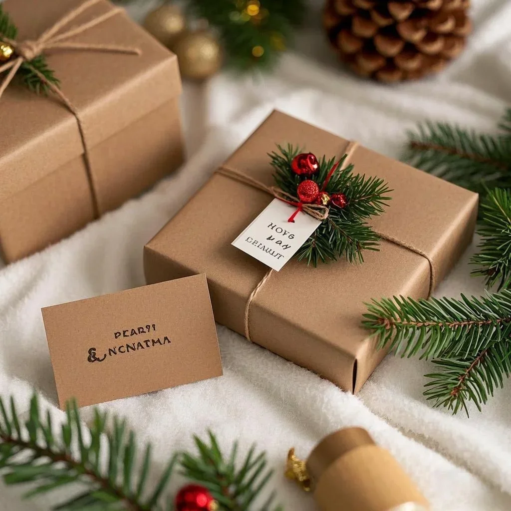 زينة عيد الميلاد 2025 كرافت ورقة العلامات DIY بها بنفسك التفاف هدية الزهور شجرة عيد الميلاد معلقة التسمية عيد الميلاد السنة الجديدة حفلة التفاف