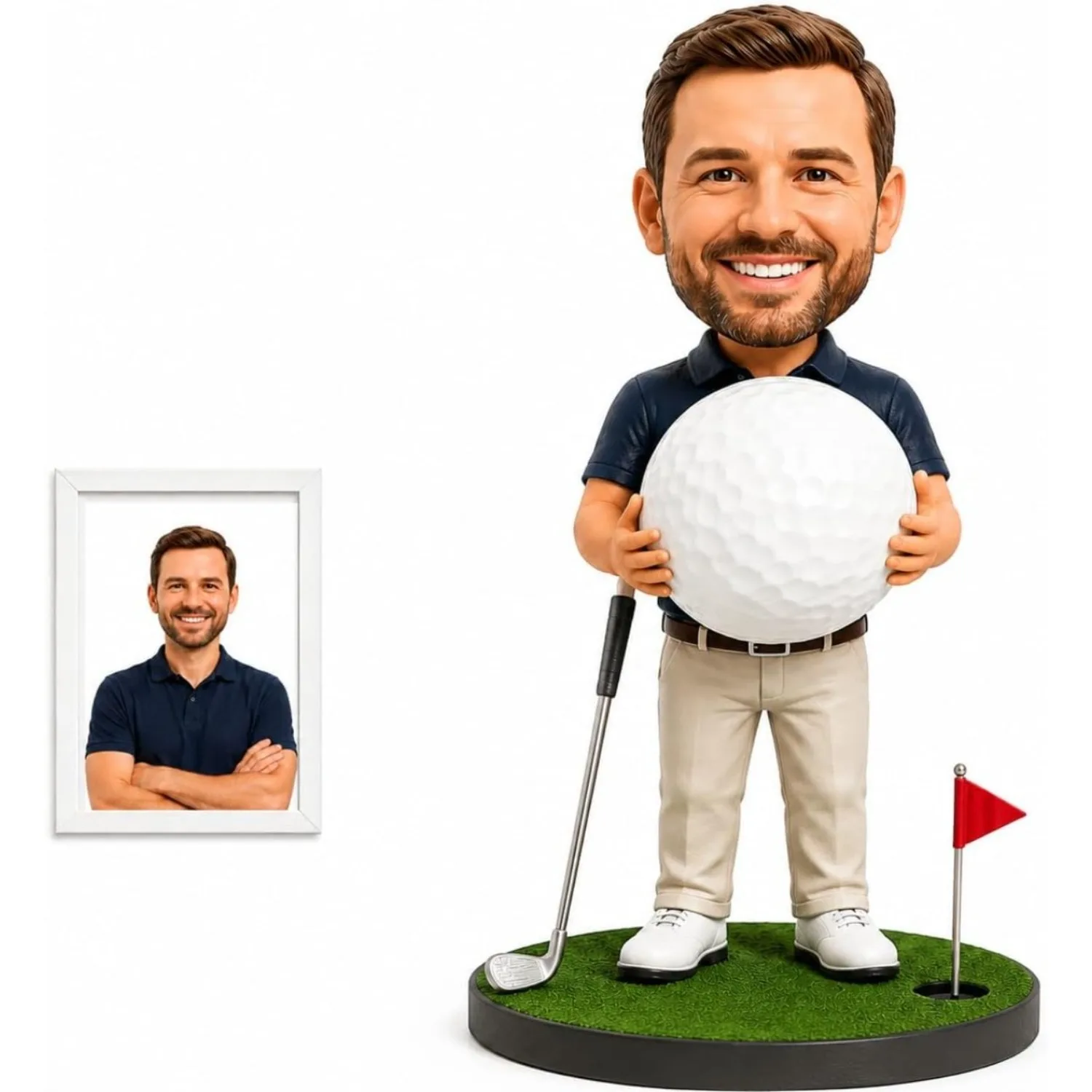 Custom Bobblehead Golfer Personalized Figurine from Photo Handmade Clay Doll Gift for Dad Husband Grandpa Birthday Fathers Day