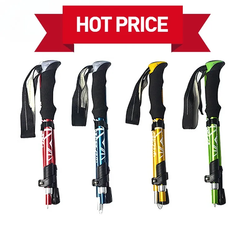 5 sections Outdoor Hiking Canes Expansion Contraction Fold Northern Europe Walking Camping Aluminium Alloy Pole Climbing Stick