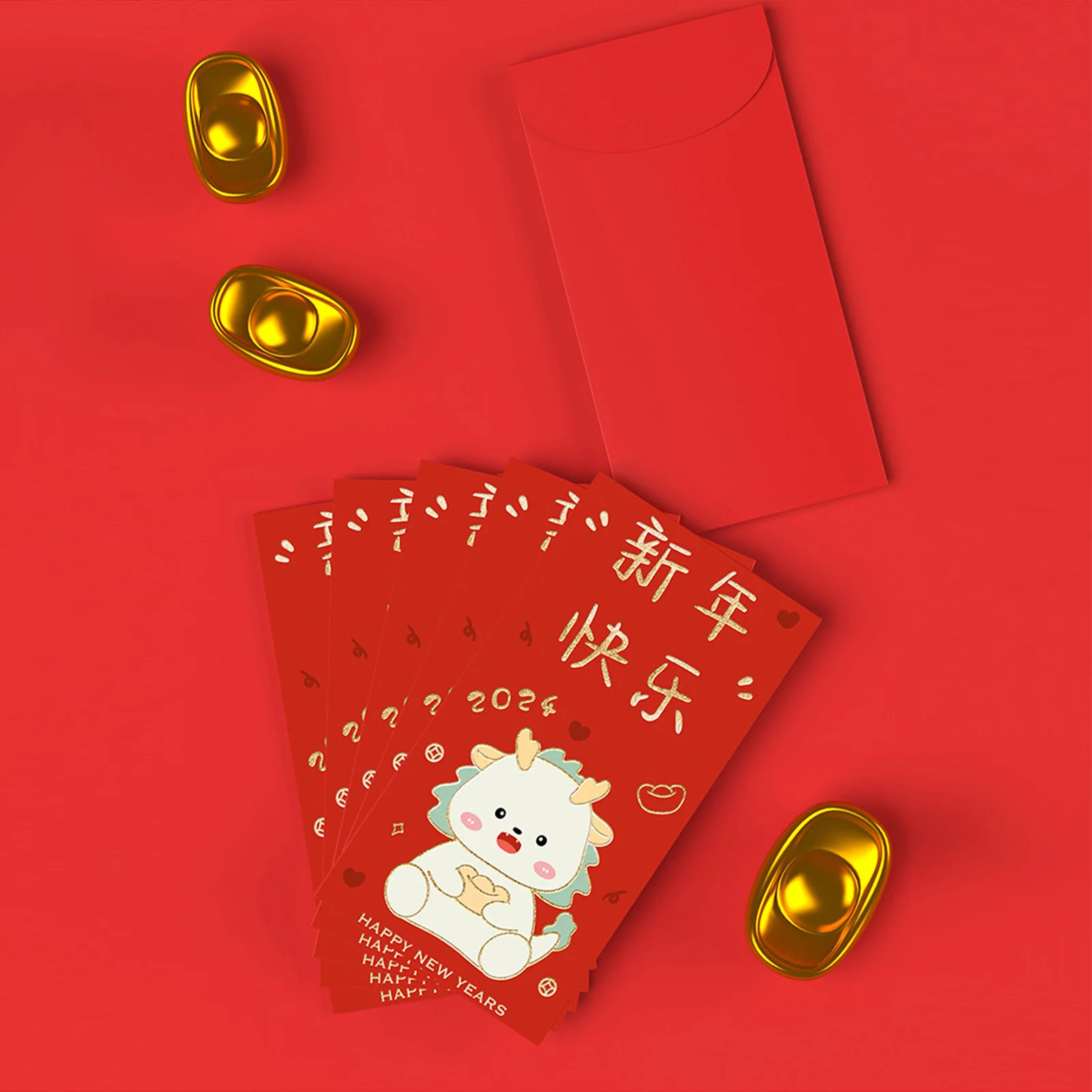 

2024 New Year Red Envelope Thickened Bronzing The Year of Dragon Red Packets Lucky Money Bag Spring Festival Home Decoration