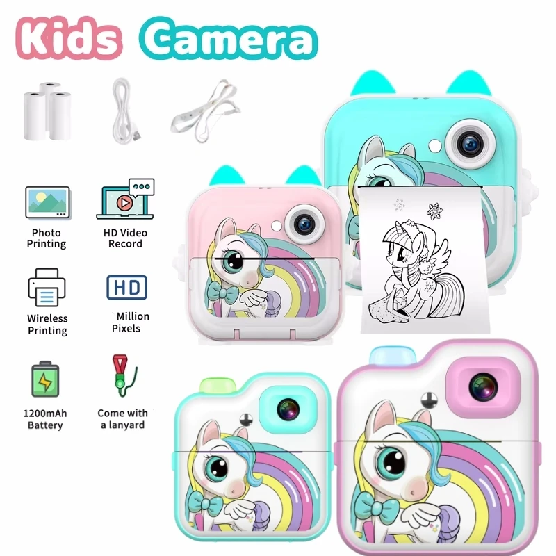 Mini Children HD Digital Camera For Photography Instant Print Photo Kid Camera Thermal Paper Printer Video Educational Toys Gift