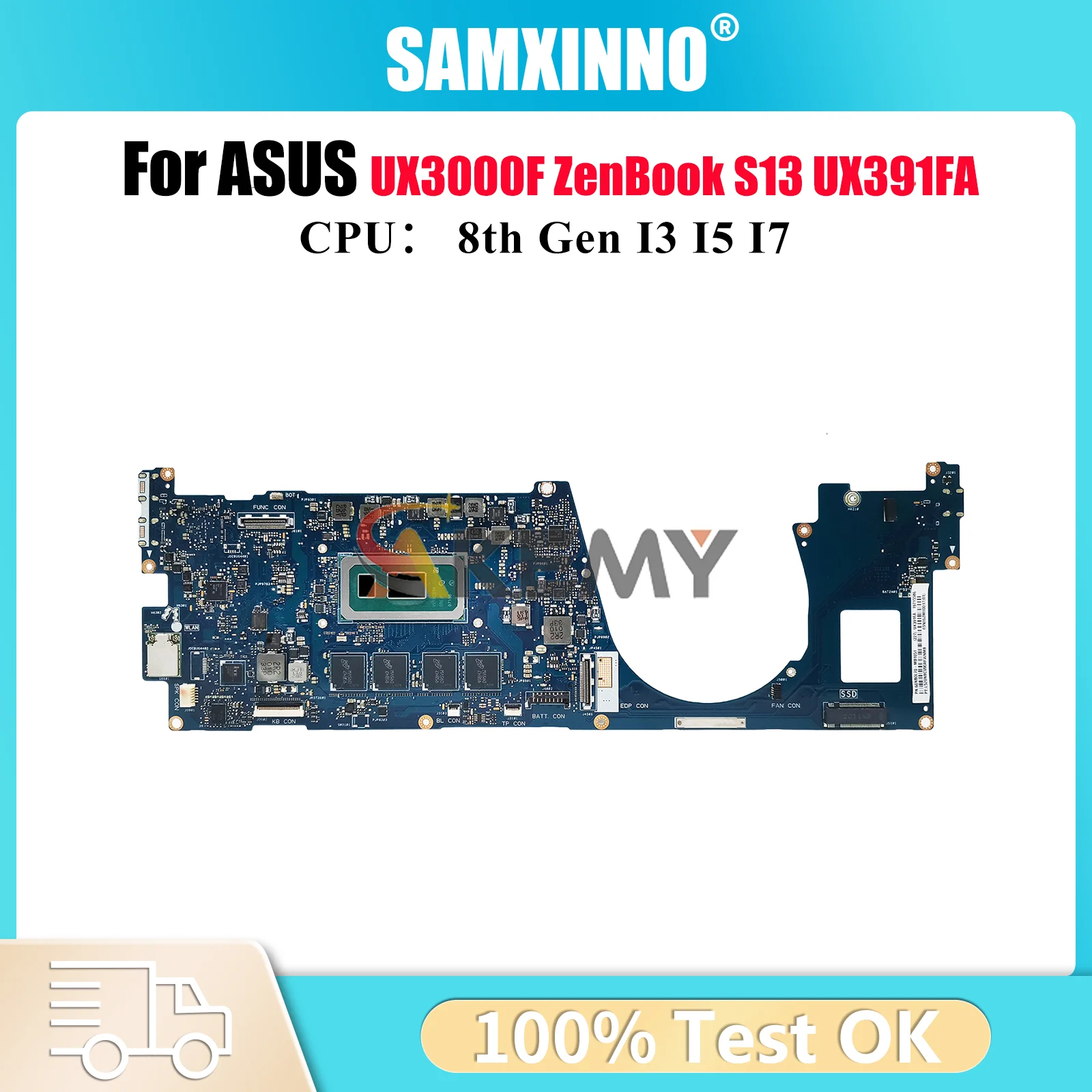 

Материнская плата UX391FA для ноутбука ASUS ZenBook UX3000F UX391F ZenBook S13 UX391FA, материнская плата с процессором I3 I5 I7, 100% тестирование, ОК, быстрая доставка