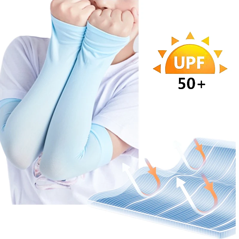 

Silk Sun Protection Arm Covers Unisex Children Elbow Cover Outdoor Cycling Running Fishing Driving Cool Anti-UV Arm Sleeves