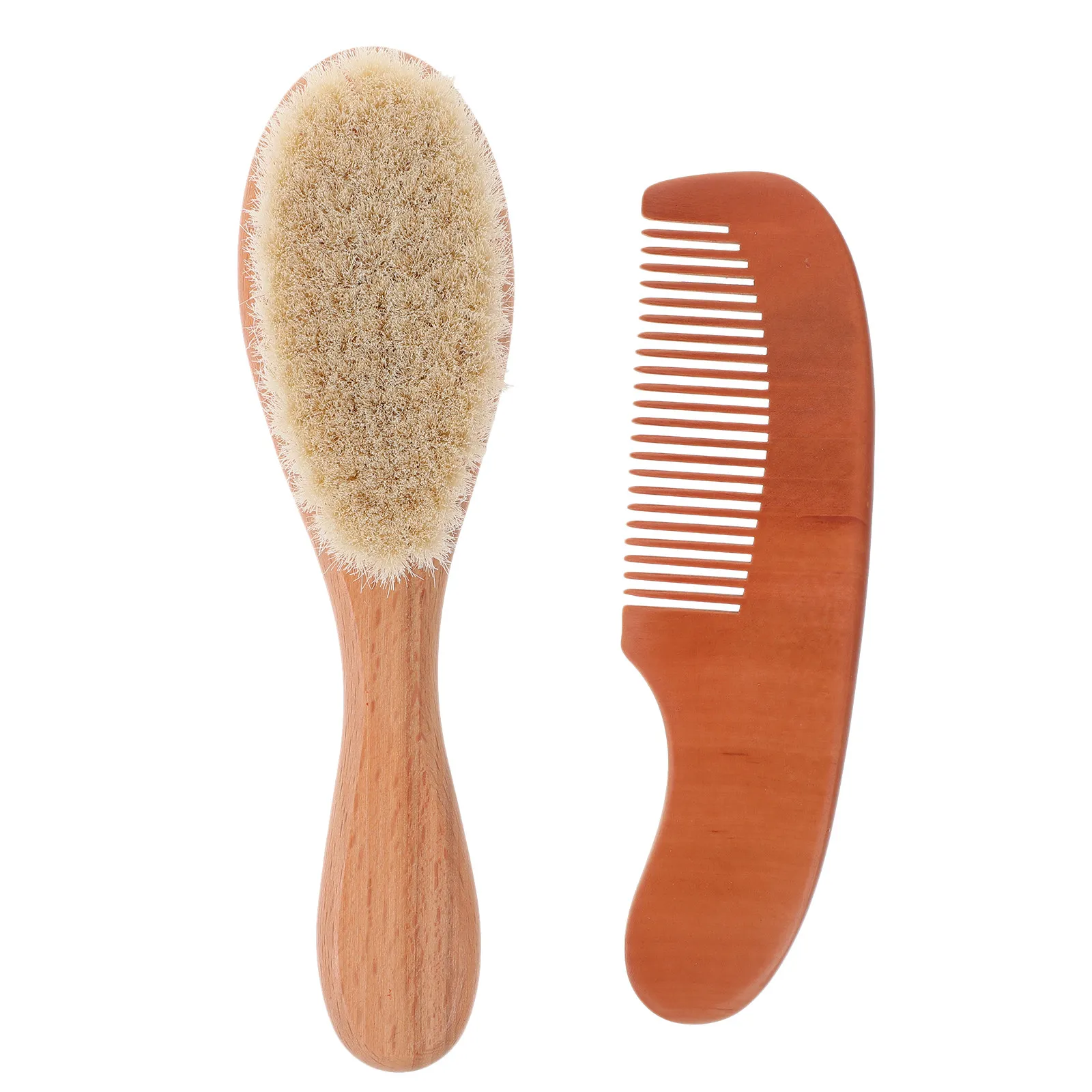 

1Set Baby Hair Comb and Brush Set Wool Bristle Wooden Care for Newborn Scalp Massage Soothing Daily Use Shower Safe Gentle Gift