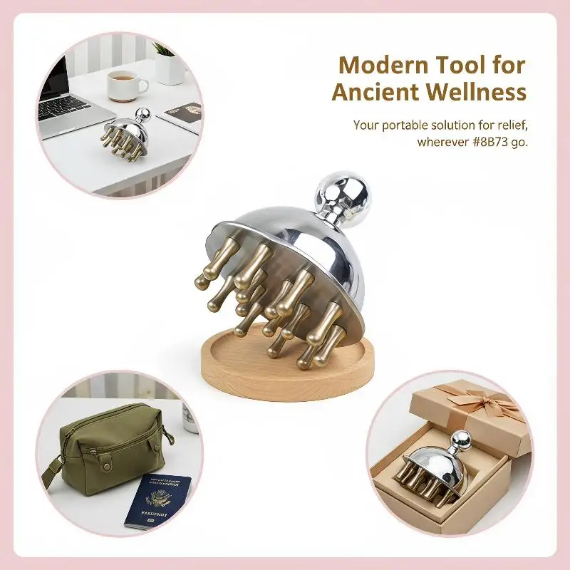 Brass Stainless Steel Scalp Meridian Massage Comb Head Hair Care Massager For Men Women Full Body Relax