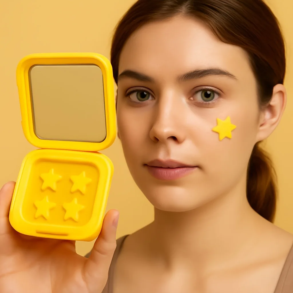 60 feuilles/boîte de 4 couleurs d'autocollants d'acné étoiles-autocollants de couverture d'acné en gel à base d'eau, patchs pour le visage avec miroir de maquillage