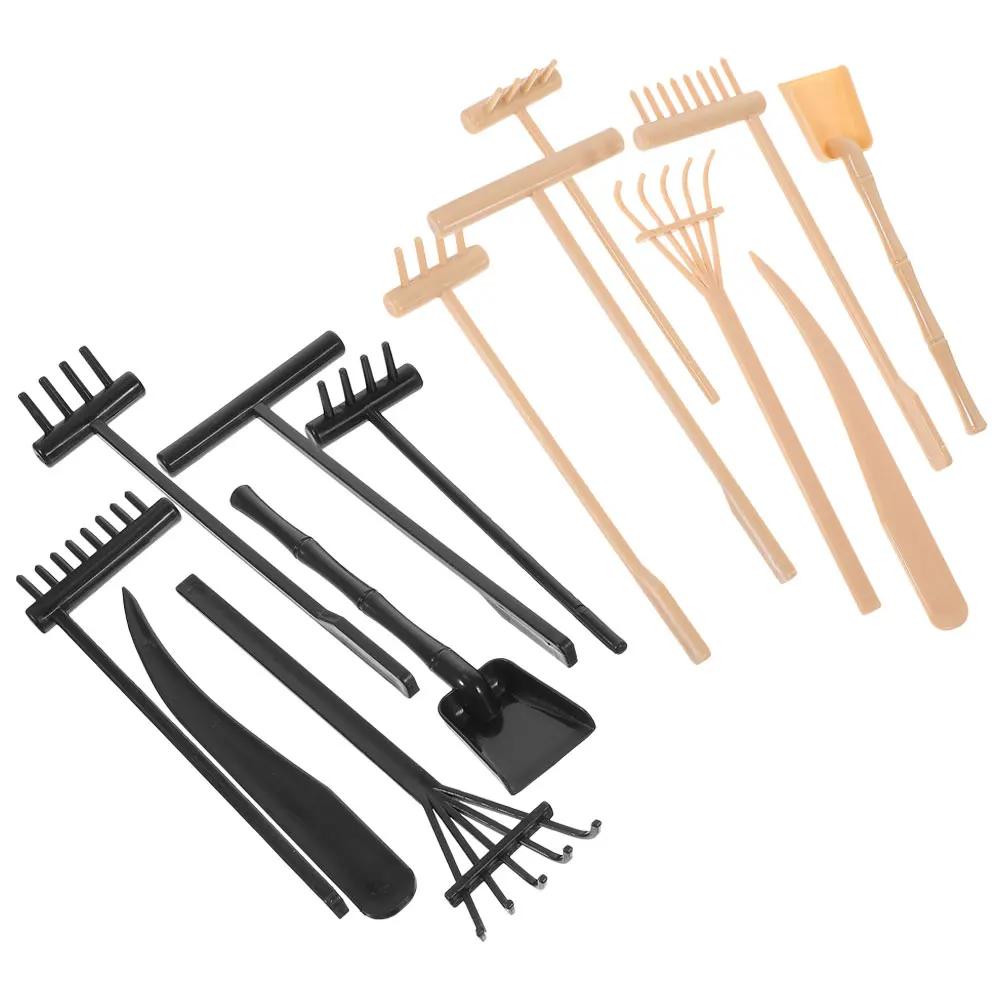 14pcs Zen Garden Rake Tools Black Yellow ColorMiniature Model Accessories Relaxation Mindfulness