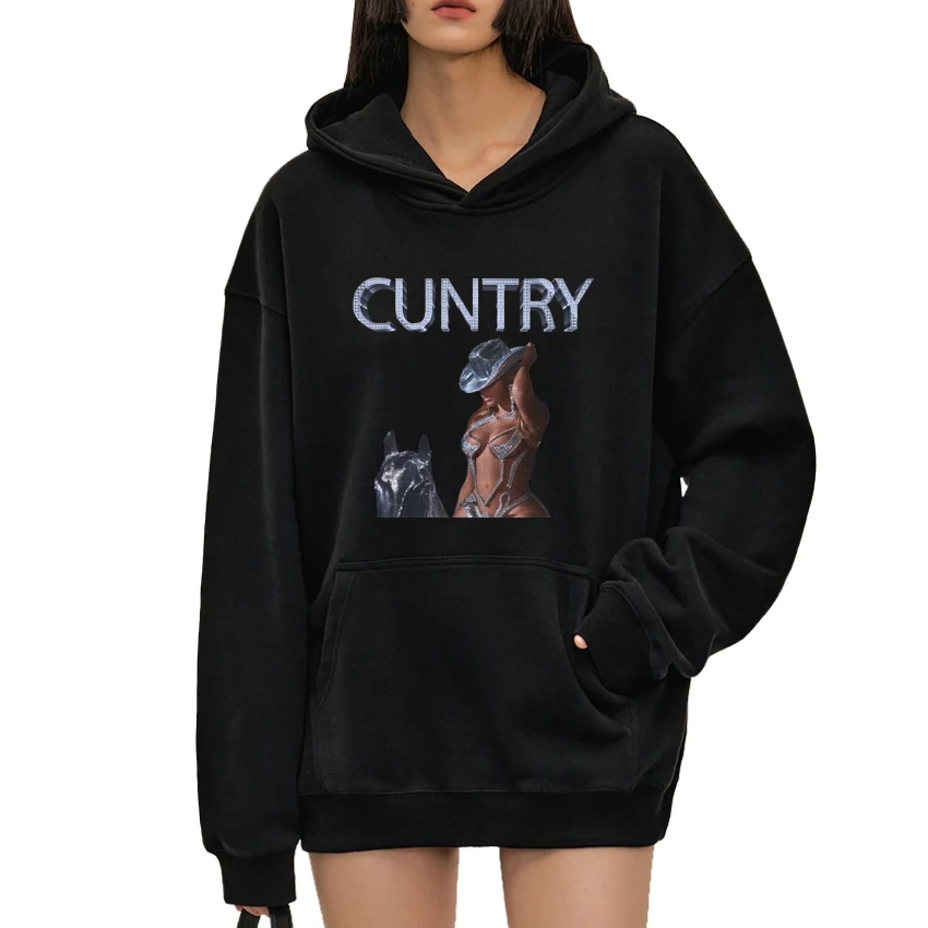 Hot Cuntry Beyonce Singer music Graphic Hoodie 2024 Men Women Fashion Y2k Casual Sweatshirt Unisex Fleece Long sleeve pullovers