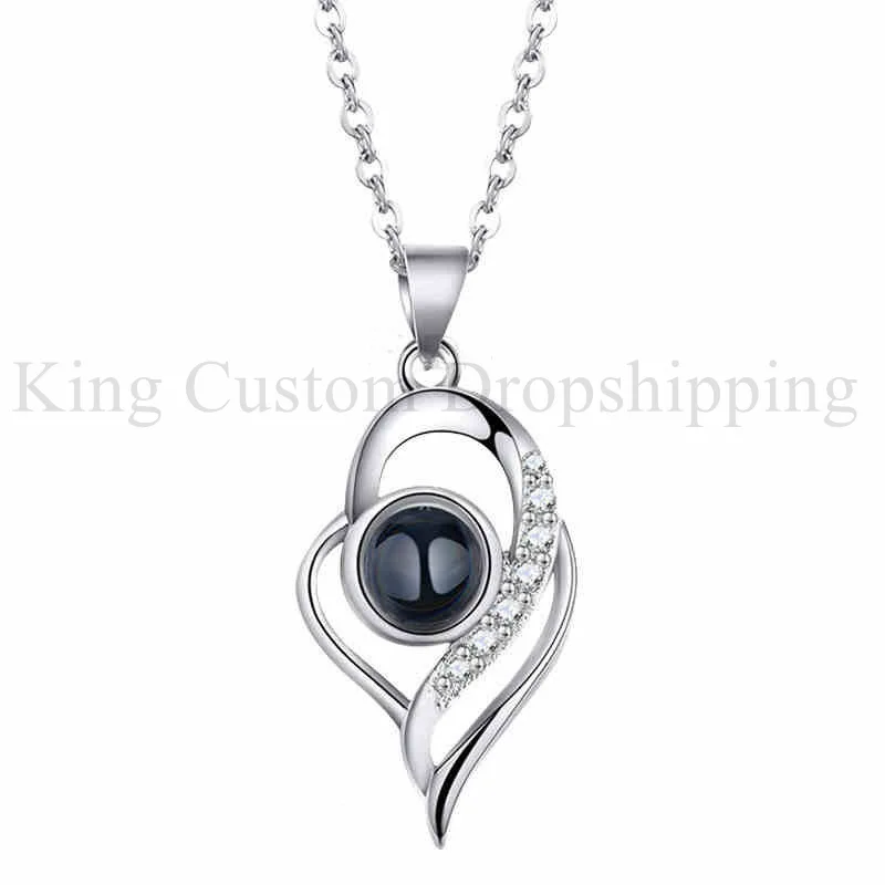 

Christmas Photo Custom Projection Necklace Simple Heart-Shaped Projection Necklace Birthday Lover Family Souvenir