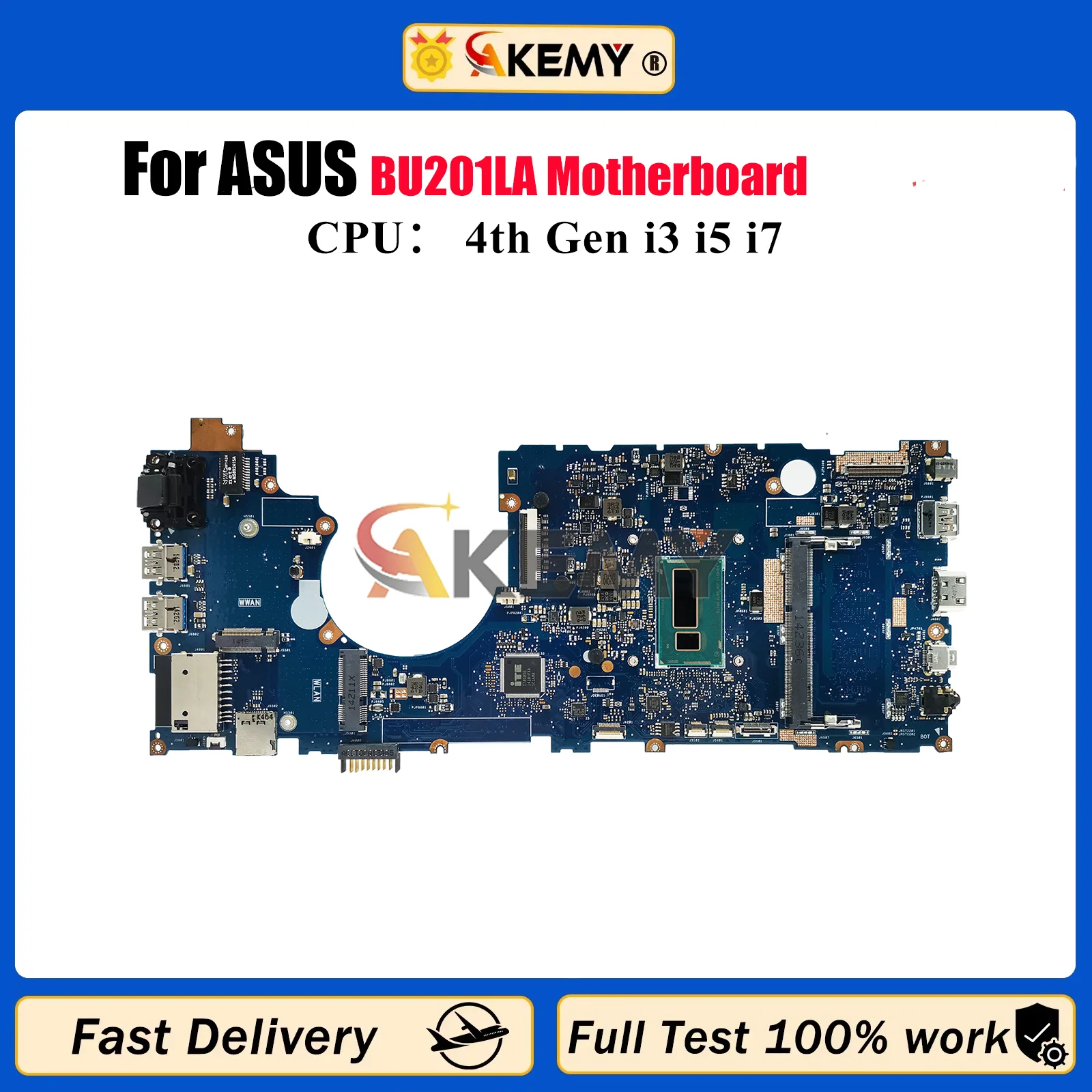 

BU201LA Laptop Motherboard For ASUS ExpertBook BU201L BU201LA Notebook Mainboard With i3 i5 i7 CPU 100% tests OK fast shipping