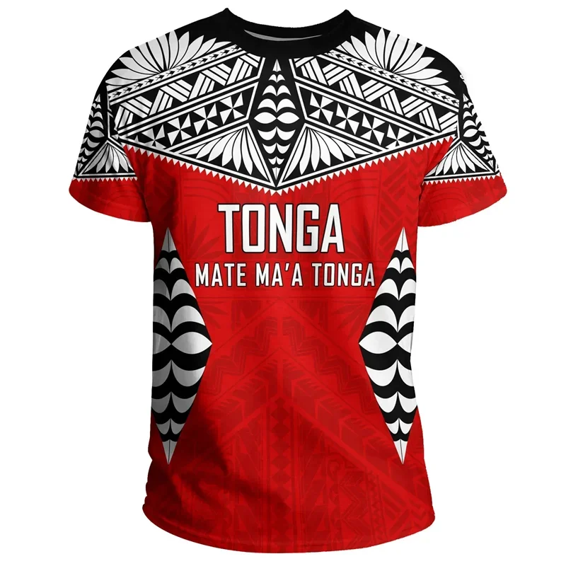 

Fashion Tonga T Shirts For Men Summer Casual 3D Printed Polynesia T-shirt Round Neck Short Sleeves Tops Street Loose Tee Shirt