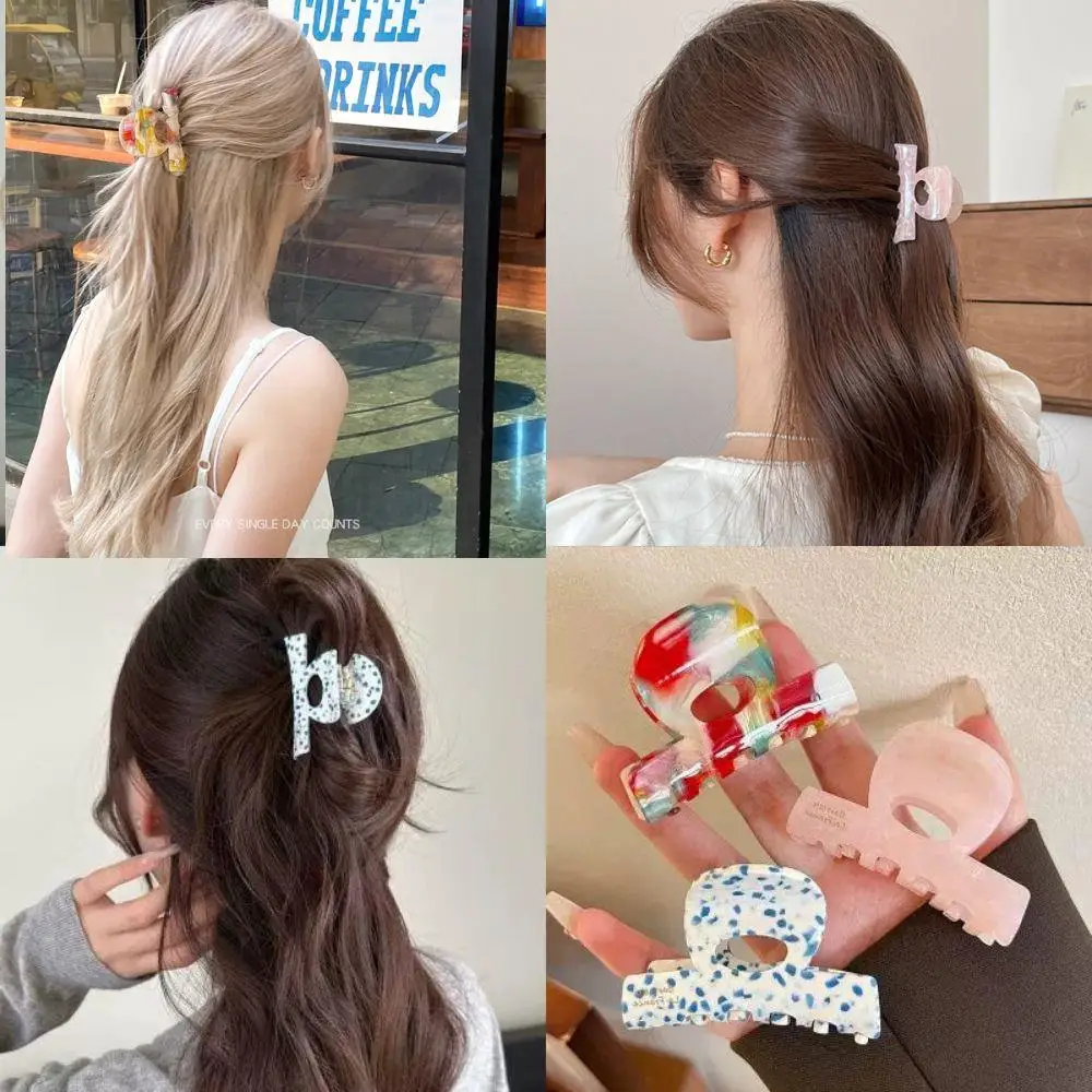 

Hot Vintage Hair Claw Hair Clips Elegant High Ponytail Hair Clip French Acetate Print Small Hair Claw Sweet Cute Hair Barrettes