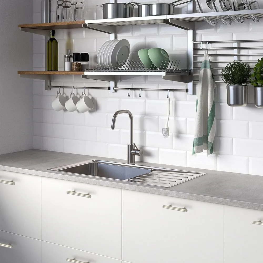 Maniglia per armadio Euro Bar da 20 pezzi Maniglia in acciaio inossidabile al nichel satinato Maniglia per porta dell'armadio moderna e semplice Argento spazzolato