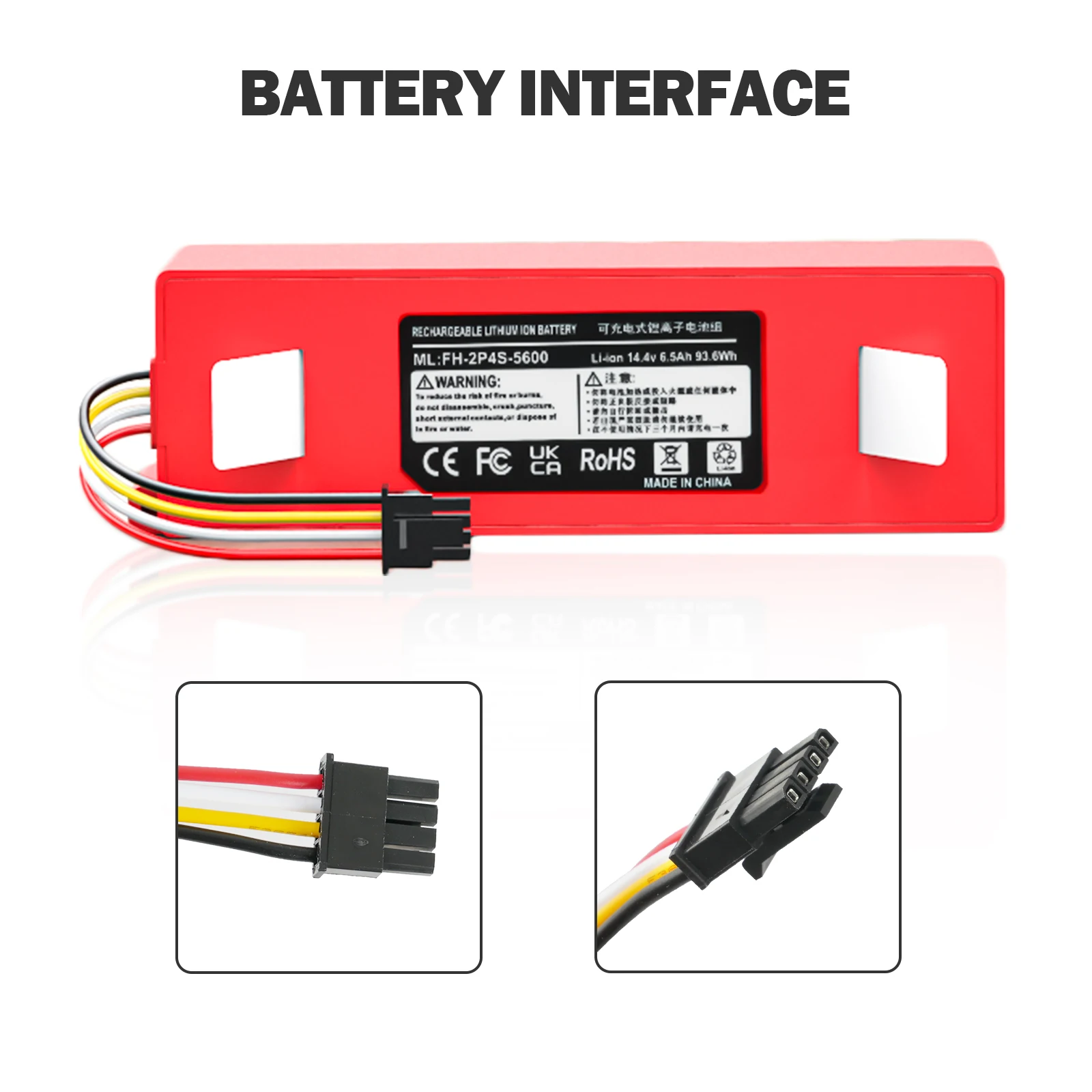 Oyomba BRR-2P4S 14,4 V 6500 mAh Roboter-Staubsauger-Ersatzakku für Xiaomi Roborock S55 S60 S65 S50 S51 S5 MAX S6 – Detail 5