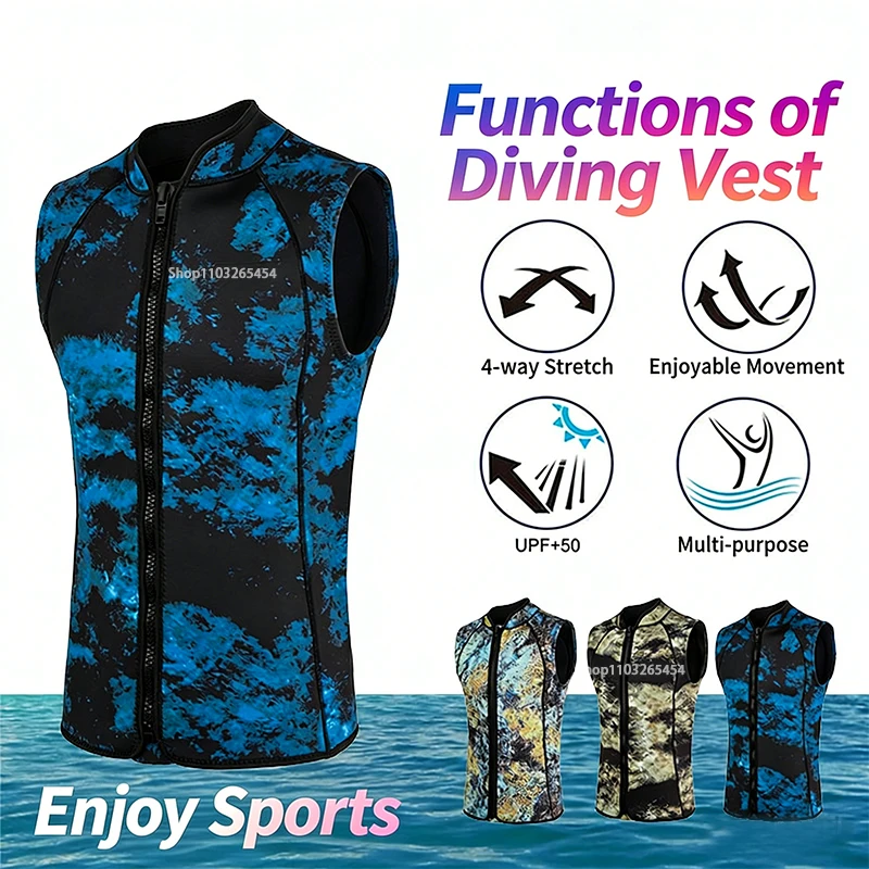 

Гидрокостюм-жилет из неопрена 3 мм для снорклинга, серфинга, фридайвинга, подводного плавания, с термозащитой и защитой от медуз