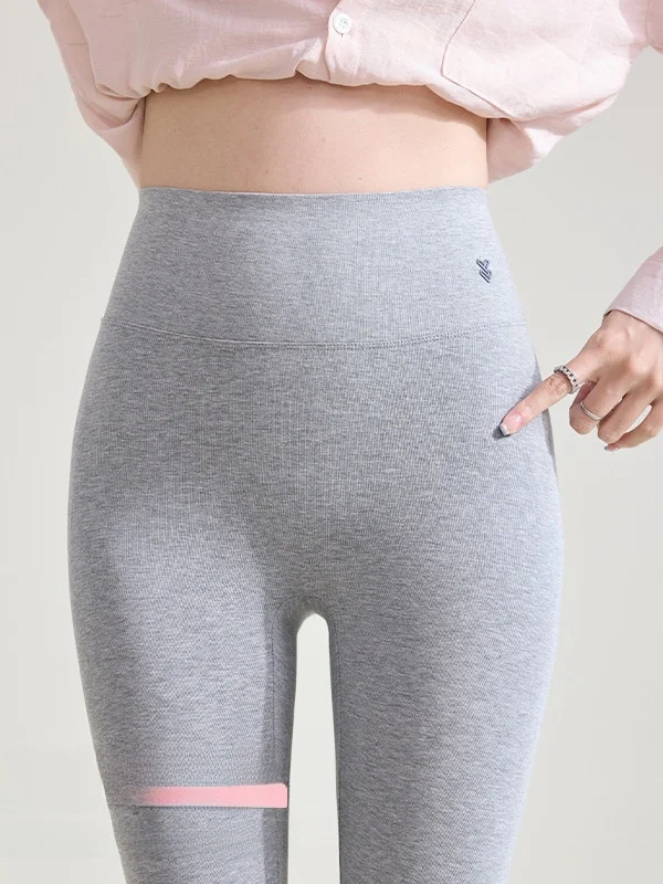 ハイウエスト九分丈フィットパンツ ライクラコットン 薄手モデル 肌に優しい ハイウエストヒップアップ 夏 2025