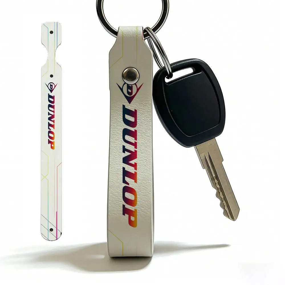 For Dunlop PU Leather Motorcycle Keychain Universal Motorbike Key Ring Holder For Riders Men Gift