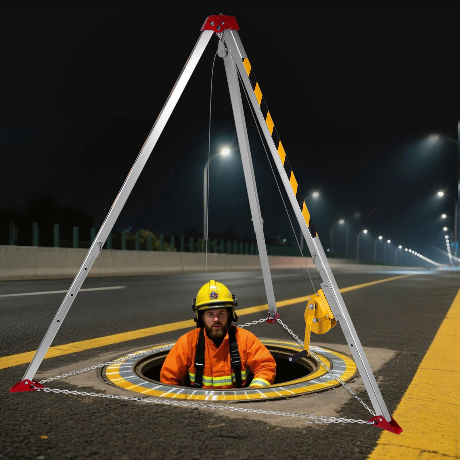 مجموعة حامل ثلاثي القوائم للمساحة المحصبة شديدة التحمل مع حامل ثلاثي القوائم للإنقاذ بأرجل قابلة للتعديل لمعدات الإنقاذ في حالات الطوارئ للمساحات المحدودة