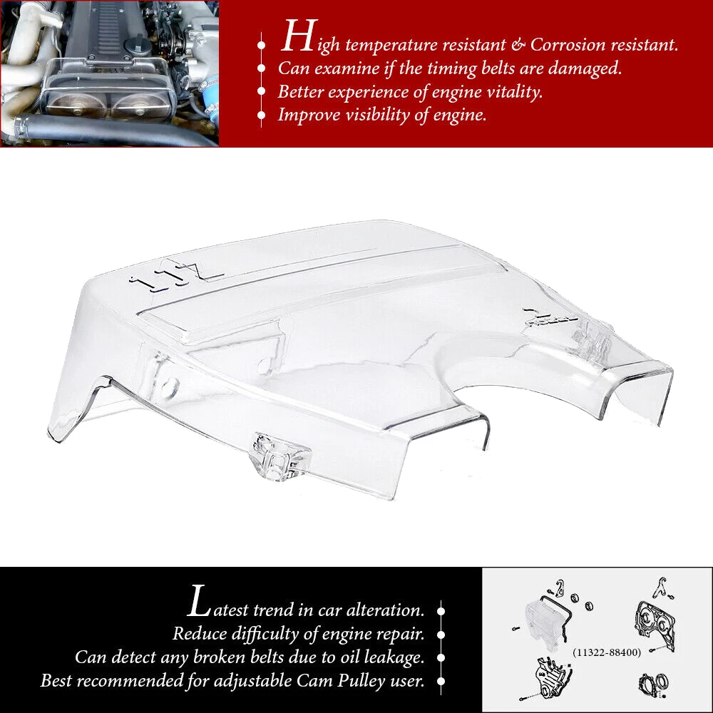 Cubierta de correa de distribución de engranajes de leva transparente, polea de leva Turbo para Toyota Supra 1Jz Soarer Chaser Cresta Mark II 86-96, 2.5L