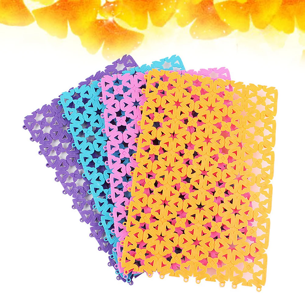 

4Pcs Pet Cage Mats Breathable Plastic Rabbit Cage Pads Non-Slip Hollow Heart Design Anti-Bite Wear Resistant for Guinea Pig Dog