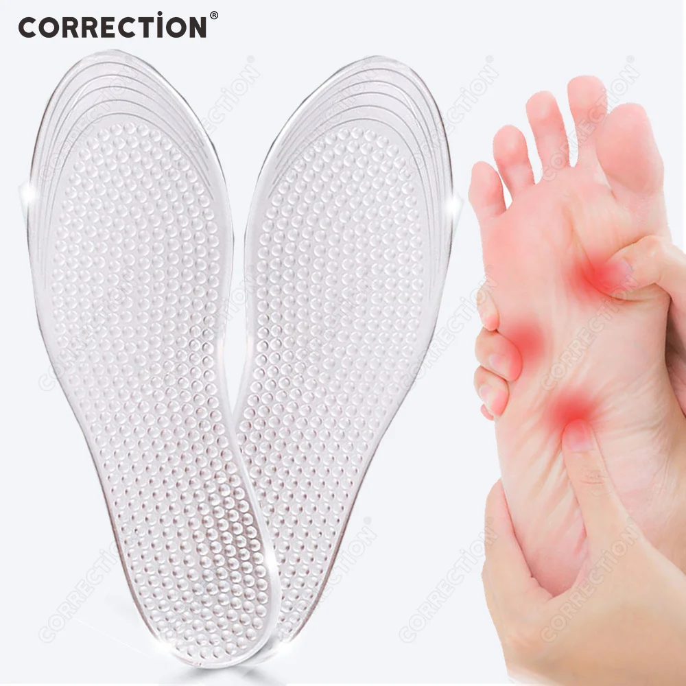 

CORRECTION Silicone Gel Orthopedic Insoles Women High Heel Shoes Flat Foot Arch Support Pad Shoe Insert Massage Insole Man women