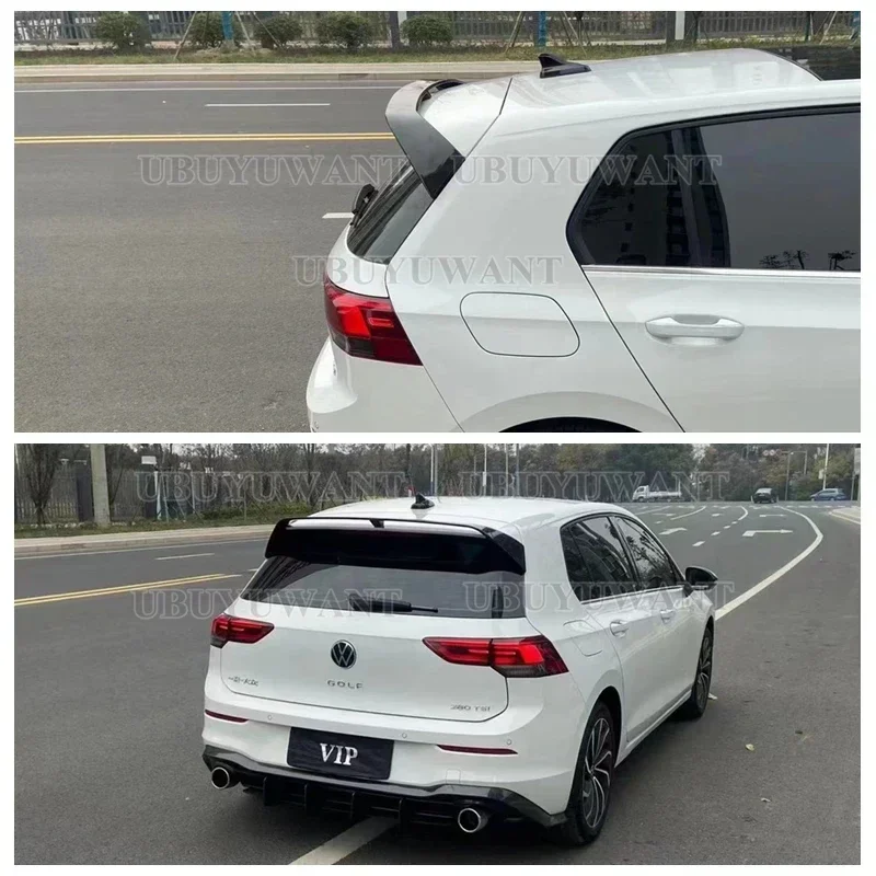 For Volkswagen Golf 8 Mk8 2019-2023 ABS Plastic Material Carbon Fiber Look Car Rear Wing Rear Roof Wing Spoiler