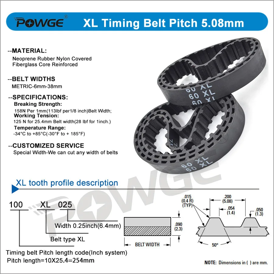 POWGE XL Zahnriemen 754XL bis 1552XL Breite 756 762 770 788 828 840 850 860 884 888 900 926 950 952 964 976 980 1014 1020 1032 – Detail 6