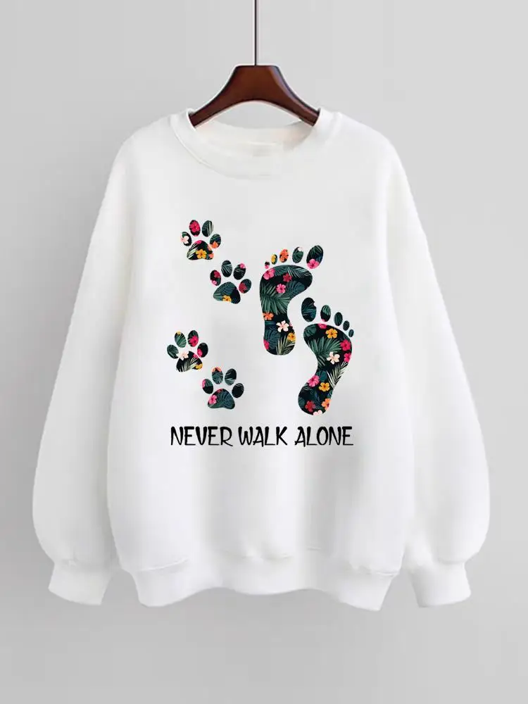 

Lovely Paw Cat Dog Trend Lovely 90s Women Fleece Female Fashion Pullovers Print Long Sleeve Clothes Clothing Graphic Sweatshirts