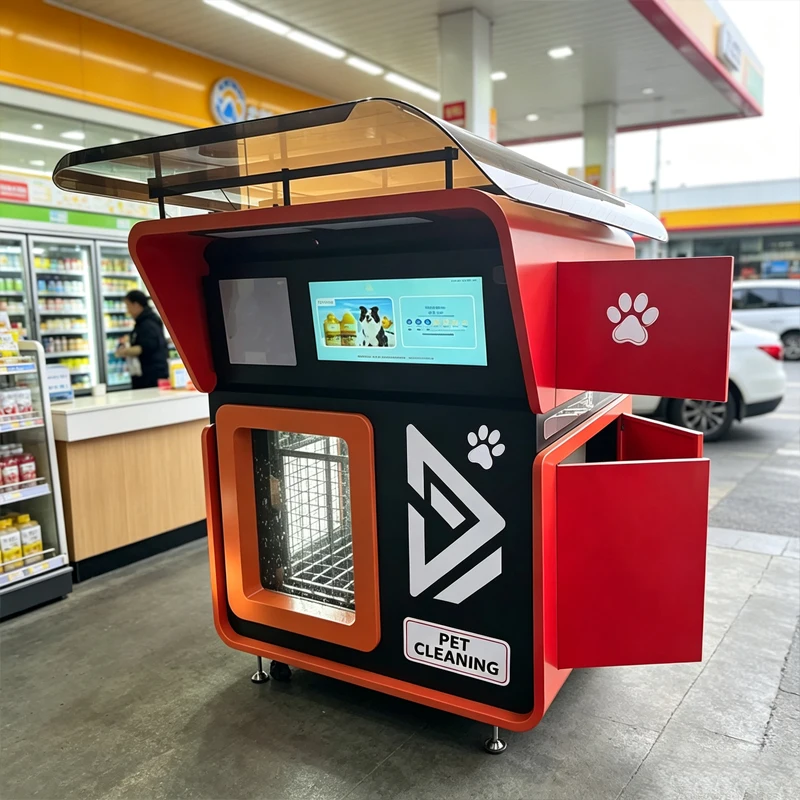 Outdoor Self Service Pet Wash Point Machine 24 Hour Unattended Dog Grooming Bath Station For Supermarket Customized