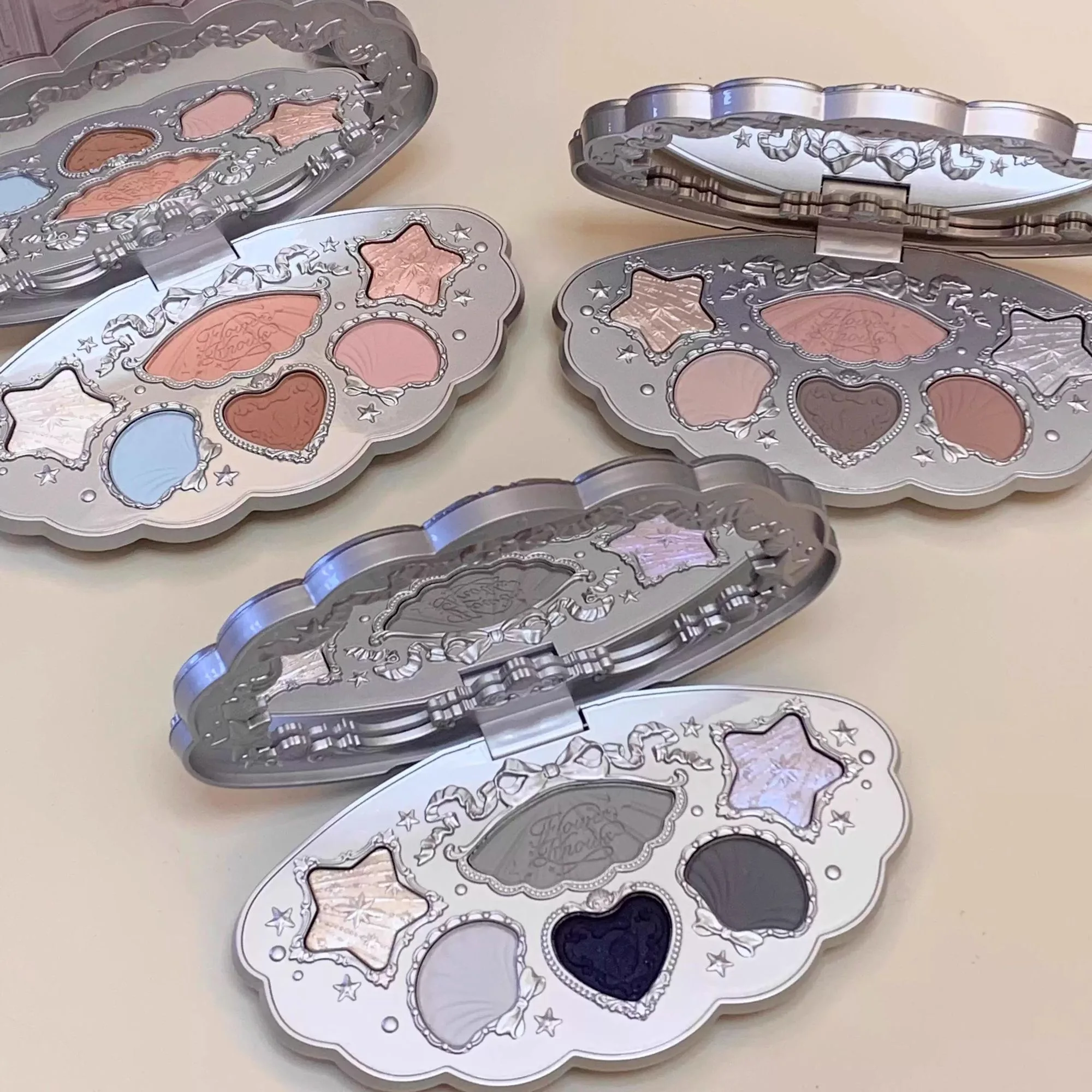 Flowerknows Strawberry Rococo Eyeshadow Pressed Glitter 5 Color High Pigment Eye Shadow Shimmer Matte Finish Natural Cosmetic