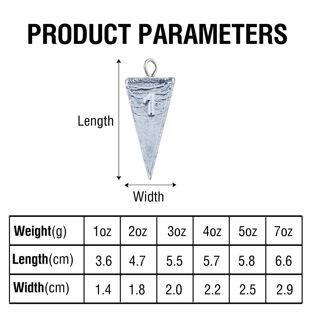 4 Stück Angelplatinen, dreieckige PyramidSurfgewichte, 1 Unze, 2 Unze, 3 Unze, 4 Unzen, 5 Unzen, 7 Unzen, Kegel, 4 Ecken für Outdoor-Angeln – Detail 2
