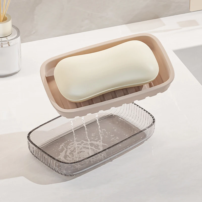 Soap Dish With Double-Layer Drain, Sponge Holder For Kitchen Sink, Soap Holder For Shower, Bathroom, Sink, Kitchen