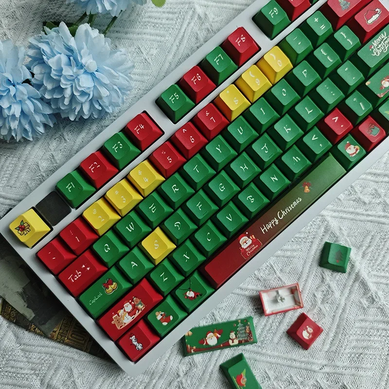 

Christmas theme creative sublimation keycap original high pbt personalized customized keycap custom 132 key full set