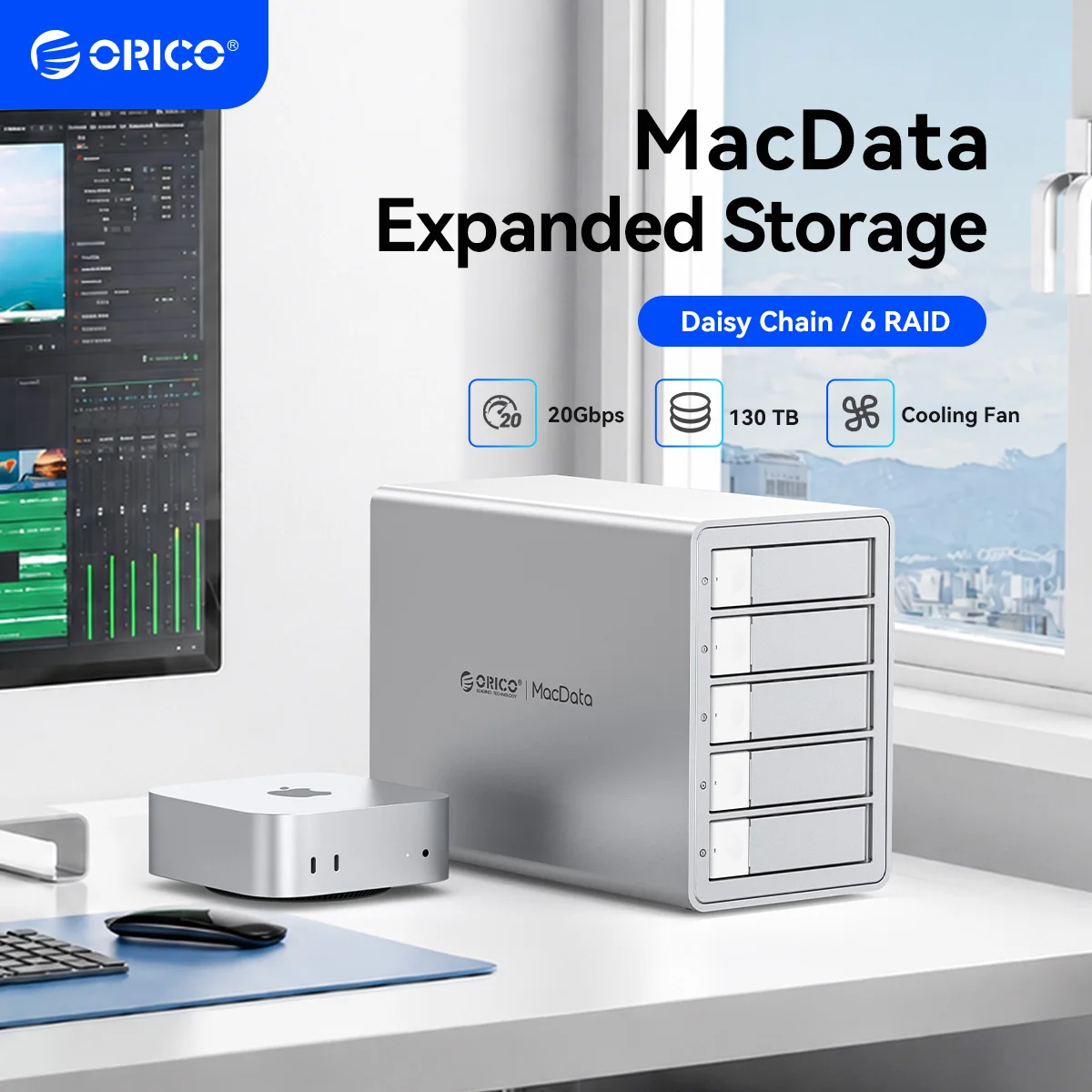 ORICO 4/5 Bay 20Gbps SATA HDD Docking Station SSD Enclosure 2.5"3.5"Hard Drive External Case HD Daisy Chain RAID 150W Power