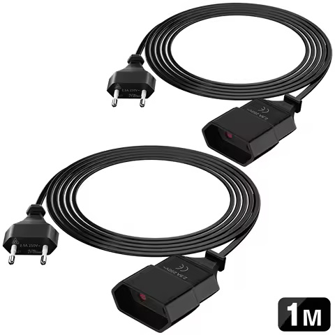 2 Pack 1/2m Extension Cable, Power EU Plug Extension Cord Flat Thin Power Cable 2-Pin 250V Euro Plug to Type C for TV Computer