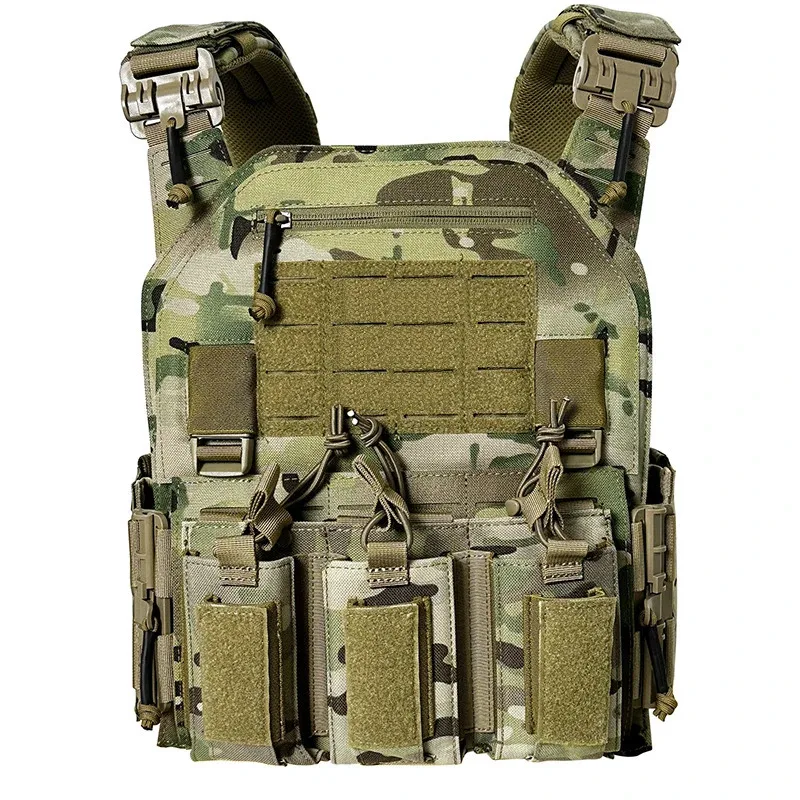 Chaleco táctico de entrenamiento de caza al aire libre con sistema molle cortado con láser de liberación rápida resistente al desgaste hecho de material de nailon