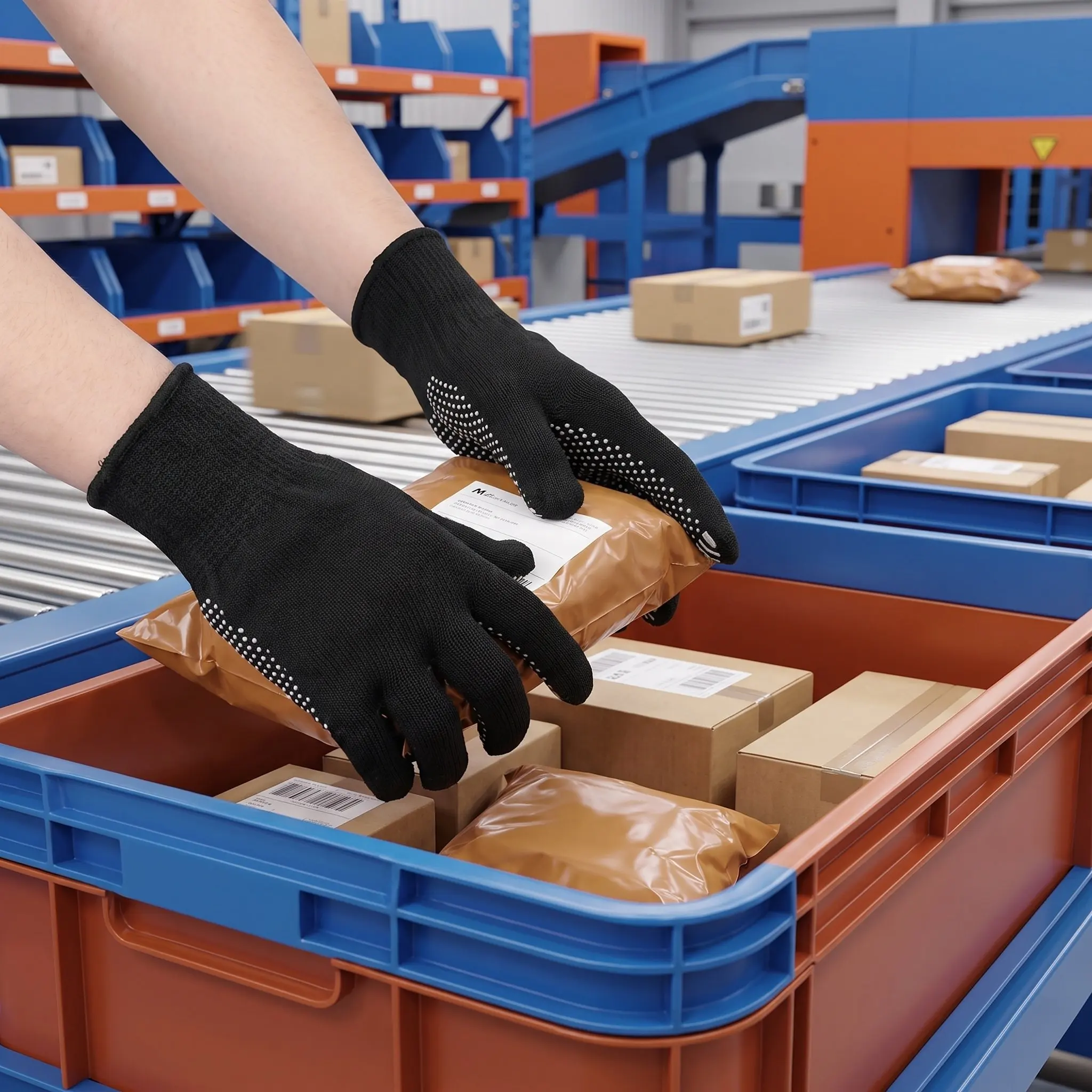 10Pair Work Safety Gloves Nylon Anti Slip Wear Resistant Dotted Grip Gloves for Construction Warehouse Industrial Automotive Use
