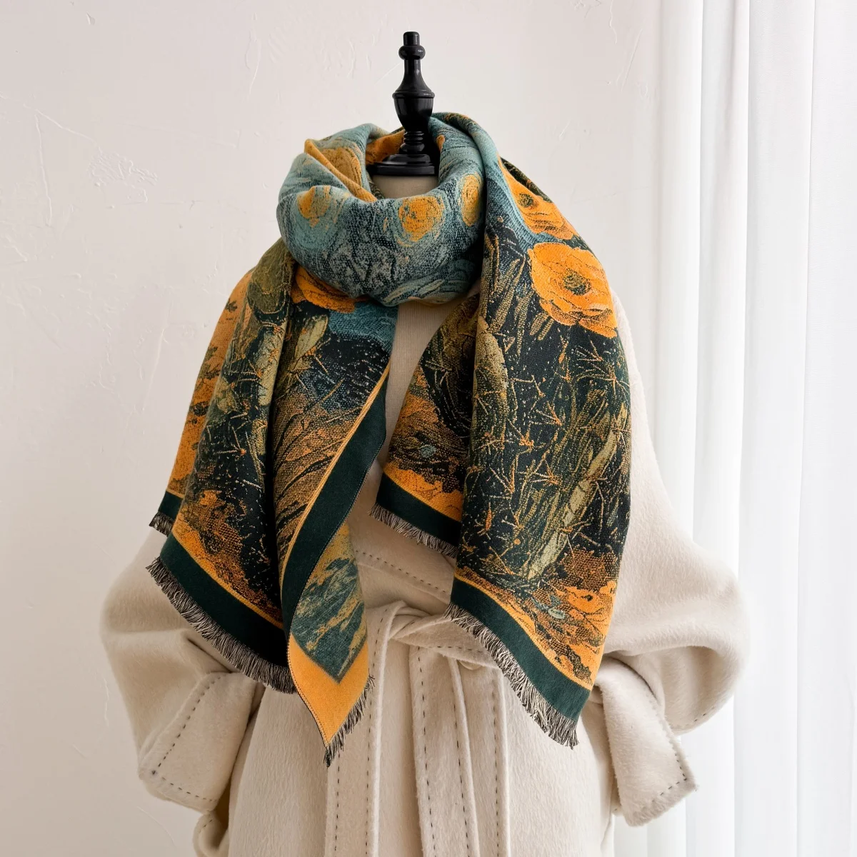 Female Scarf Cashmere Hijab Pashmina Wrap Shawl Bandana Classic Accessory For Banquet Shopping Trip Leisure Head Accessory
