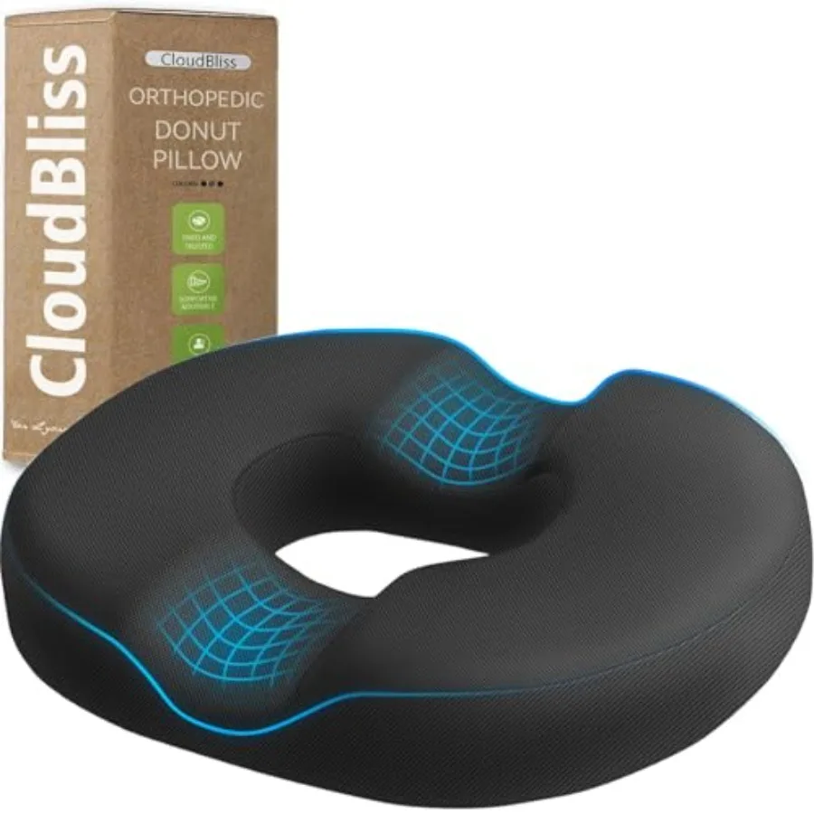 Donut Pillow Seat Cushion for Tailbone Pain Relief and Hemorrhoids Memory Foam Seat Chair Cushion for Postpartum Pregnancy Seat
