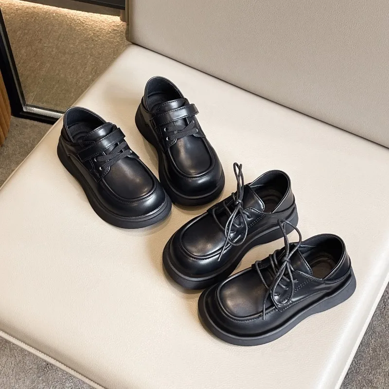 

Girls Leather Shoes for Party Wedding Matte Kids Black School Uniform Shoes Boys Girls Causal Performance Shoes Simple Classic