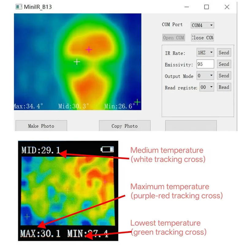 IR B13 Mini 1.3-Inch Infrared Thermal Imaging USB CDC 32X24 Pixel -40-300°C Pocket Sensor With Communication Function