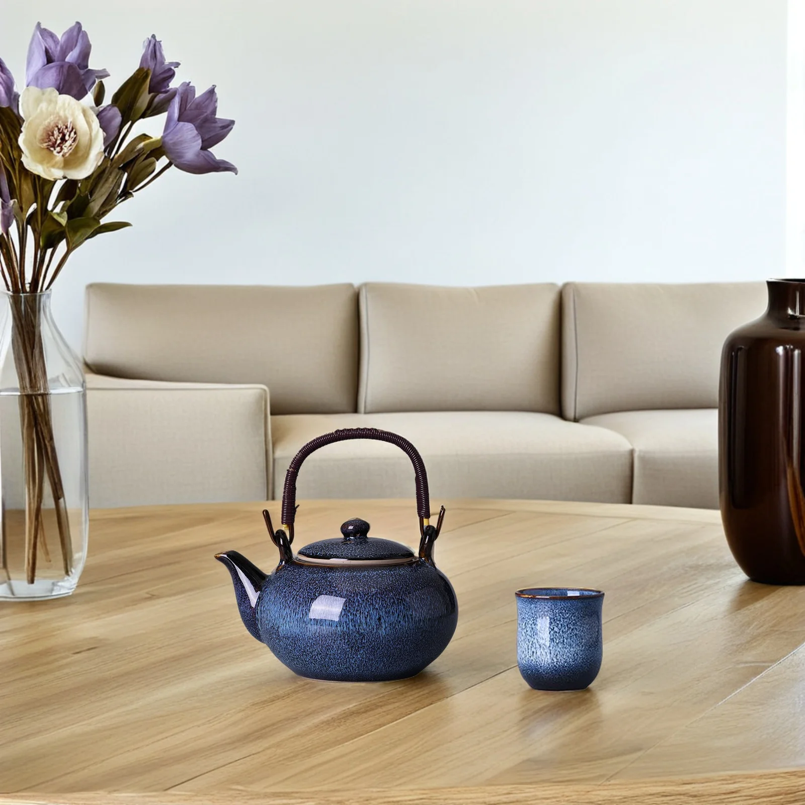 

1Set Gongfu Tea Set with Lid 800Ml Elegant Ceramic Material Resistant High Temperature Perfect for Adult Tea Ceremony Travel Use