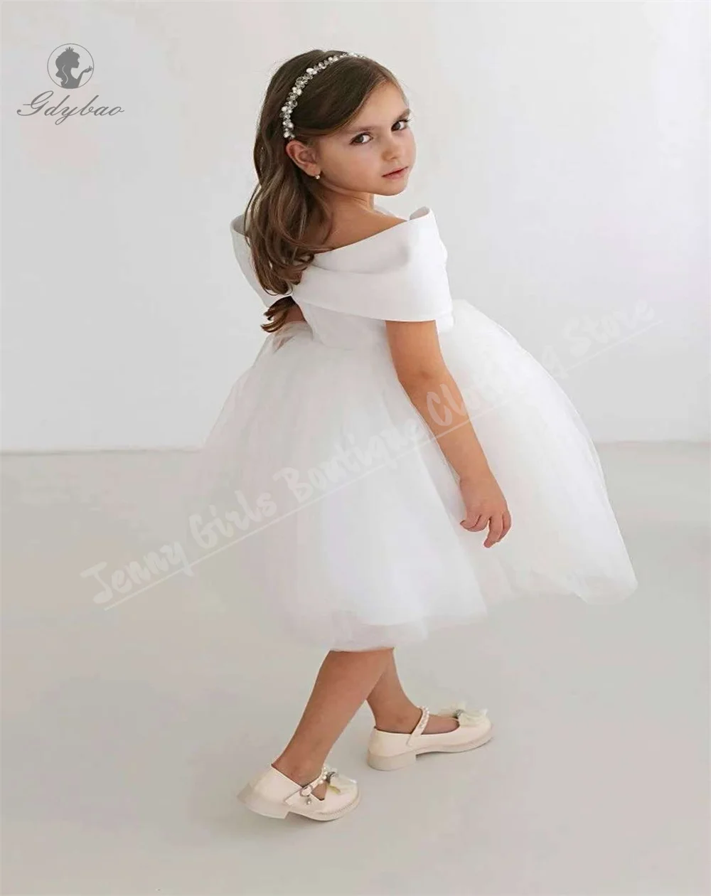 Abito da prima comunione per ragazze, spalle per lavello, stile classico, abito da ragazza di fiori per abiti da festa di compleanno per bambini