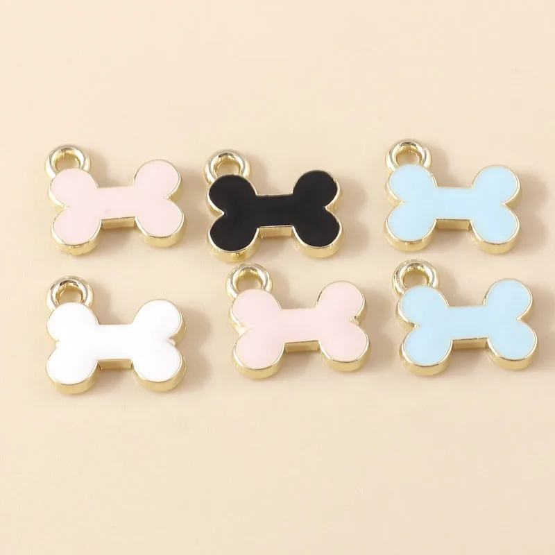 Leslie 10 Stück/Set Emaille Niedliche Katzen- und Hundepfoten-Hundeknochen-Anhänger für Ohrringe, Armbänder, Halsketten, Anhänger, DIY-Schmuckherstellungszubehör – Detail 20