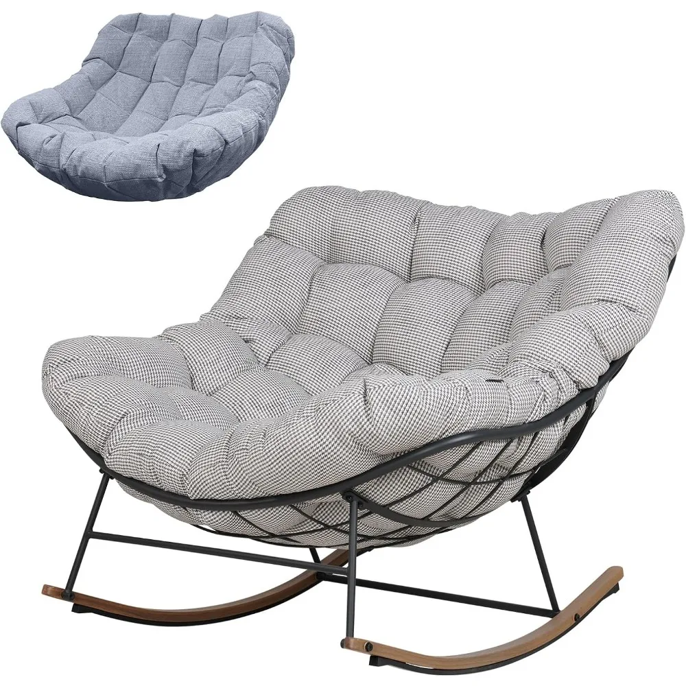 

Уличное кресло-качалка с двумя подушками, кресло-качалка Papasan с электронным покрытием и подушкой, большое кресло-качалка для патио на открытом воздухе