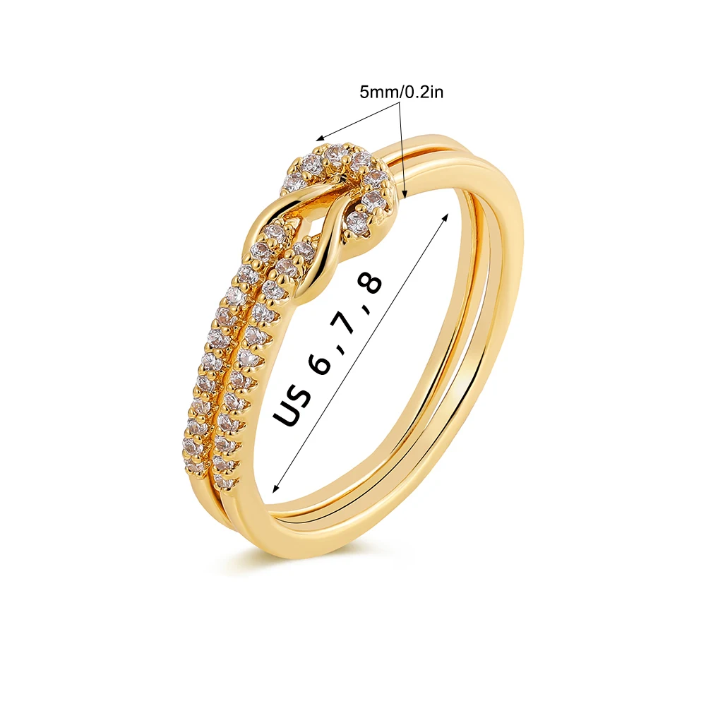 Silver Color Double Layer Kont Rings for Women Girls Tiny Cubic Zircon Stackable Finger Ring Engagement Jewelry Gift for Her